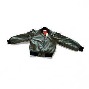 Anthropologie Olive Bomber Jacket with Orange Lining